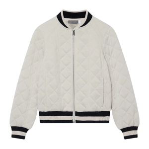 Mint Velvet Cream Quilted Bomber Jacket